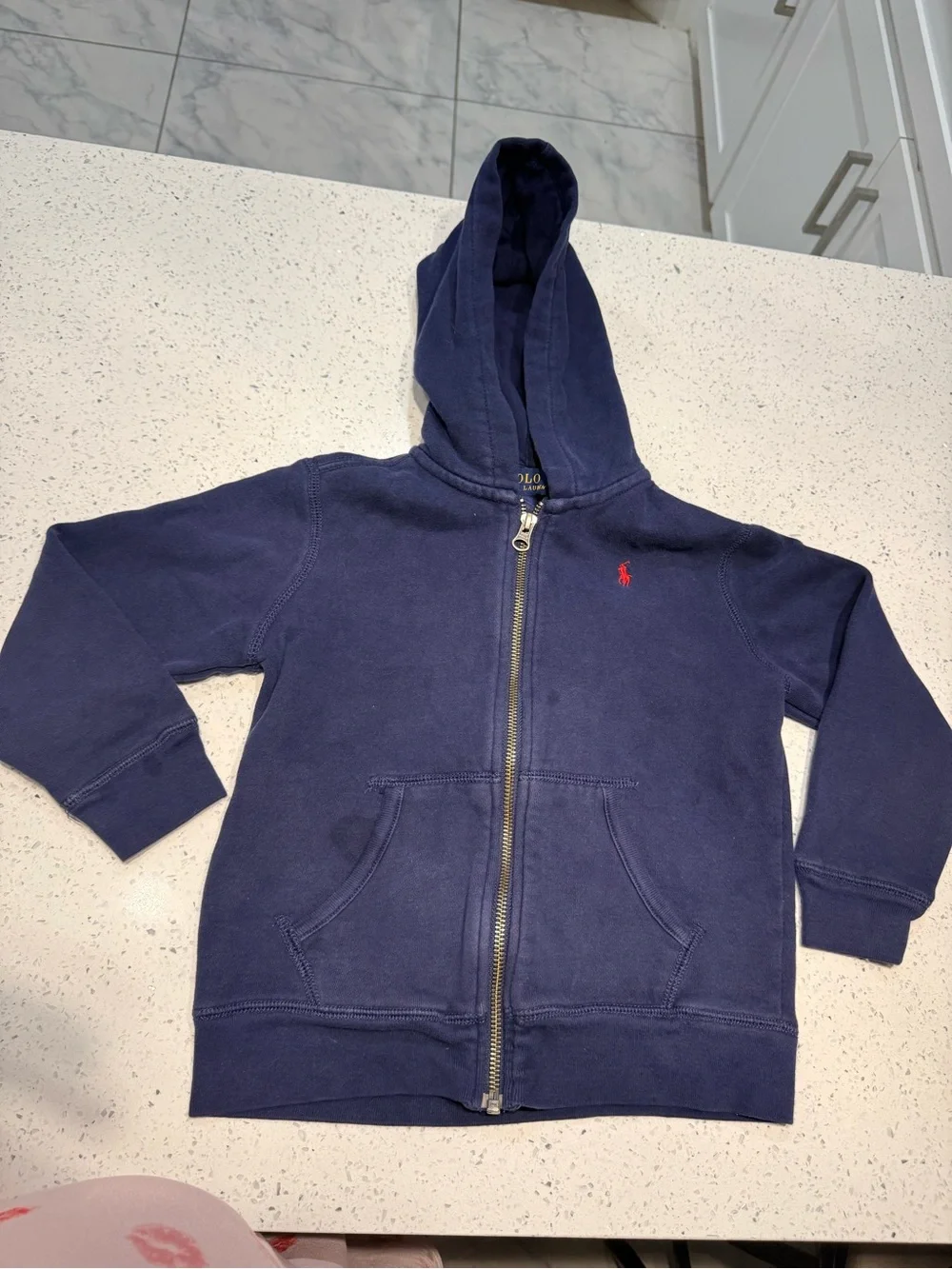 Ralph Lauren Navy Zip Front Hoodie with Red Logo